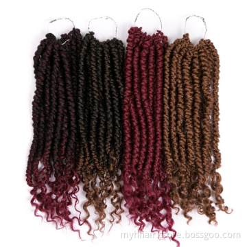 Spiral Twisted Braid Ombre 14 Inch 12 Strands/Piece Twist Crochet Braids Hair Extensions Curly End Synthetic hair